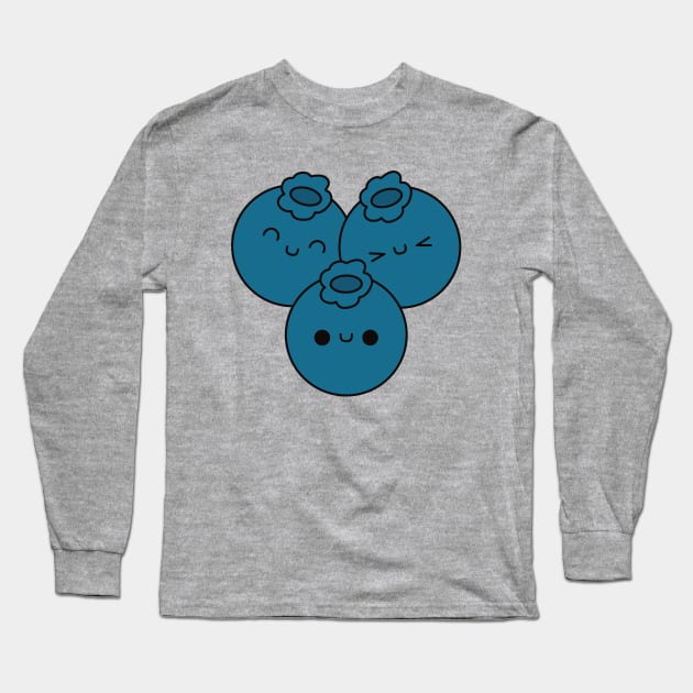 Cute Blueberries - Kawaii Blueberries Long Sleeve T-Shirt by KawaiiByDice